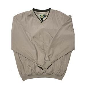 Cabelas Khaki Pullover Windbreaker V Neck Pockets Size XL Talll